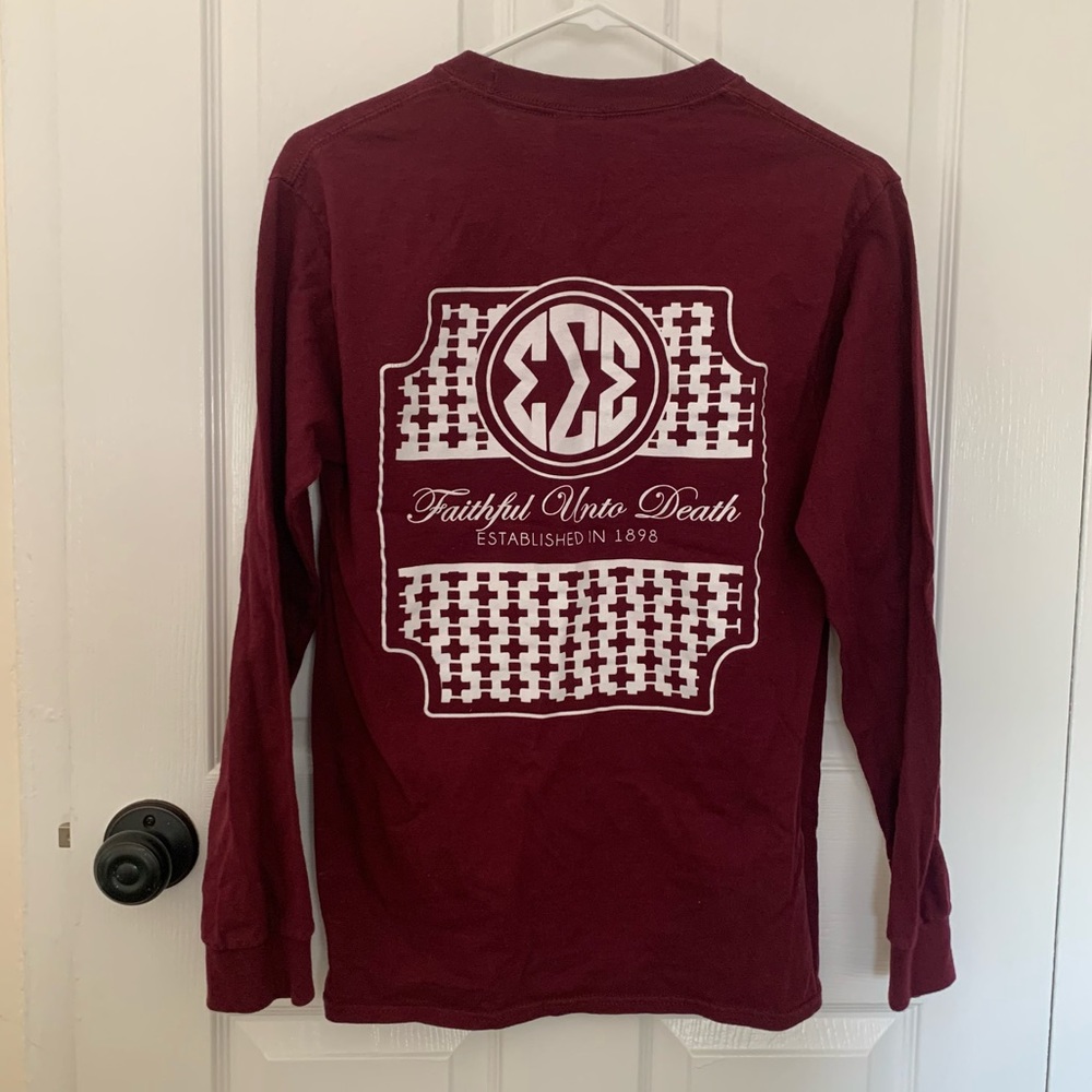 Maroon Tri Sigma Crewneck long sleeve Tee